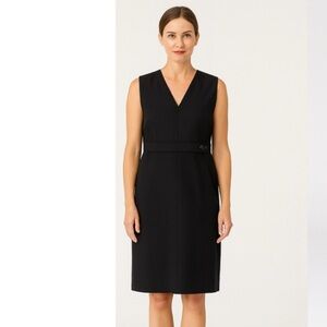 ANN MASHBURN V-Neck Sleeveless Black Wool Dress 6